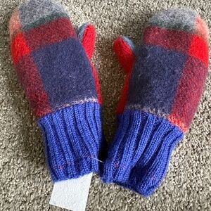 Children’s mittens, wool sweater  outer, fleece inner